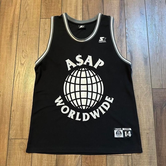 Starter asap rocky‎ a$ap worldwide lord 14 black gray jersey size large - Picture 1 of 7